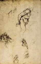 Étude de formes masculines, dessin de Michel-Ange. Casa Buonarroti, Florence